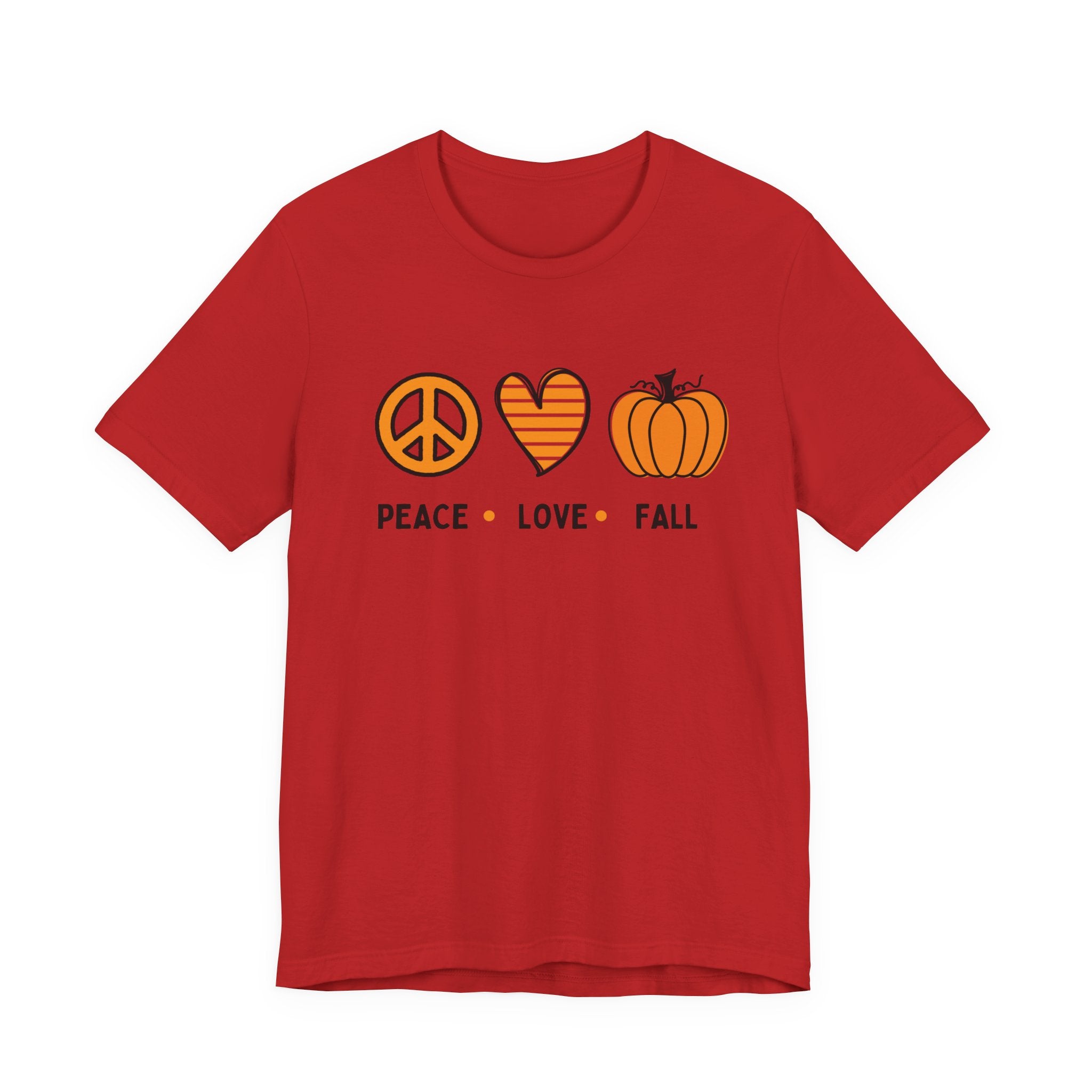 Peace Love Fall Tee, Autumn T-Shirt, Unisex Short Sleeve Shirt, Festival Apparel, Cozy Fall Clothing