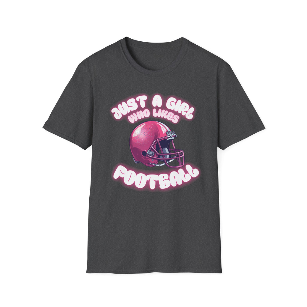 Just a Girl Who Loves Football Unisex Softstyle T-Shirt, Perfect Gift for Football Fans, Casual Wear, Game Day Outfit, Sports Lover Tee