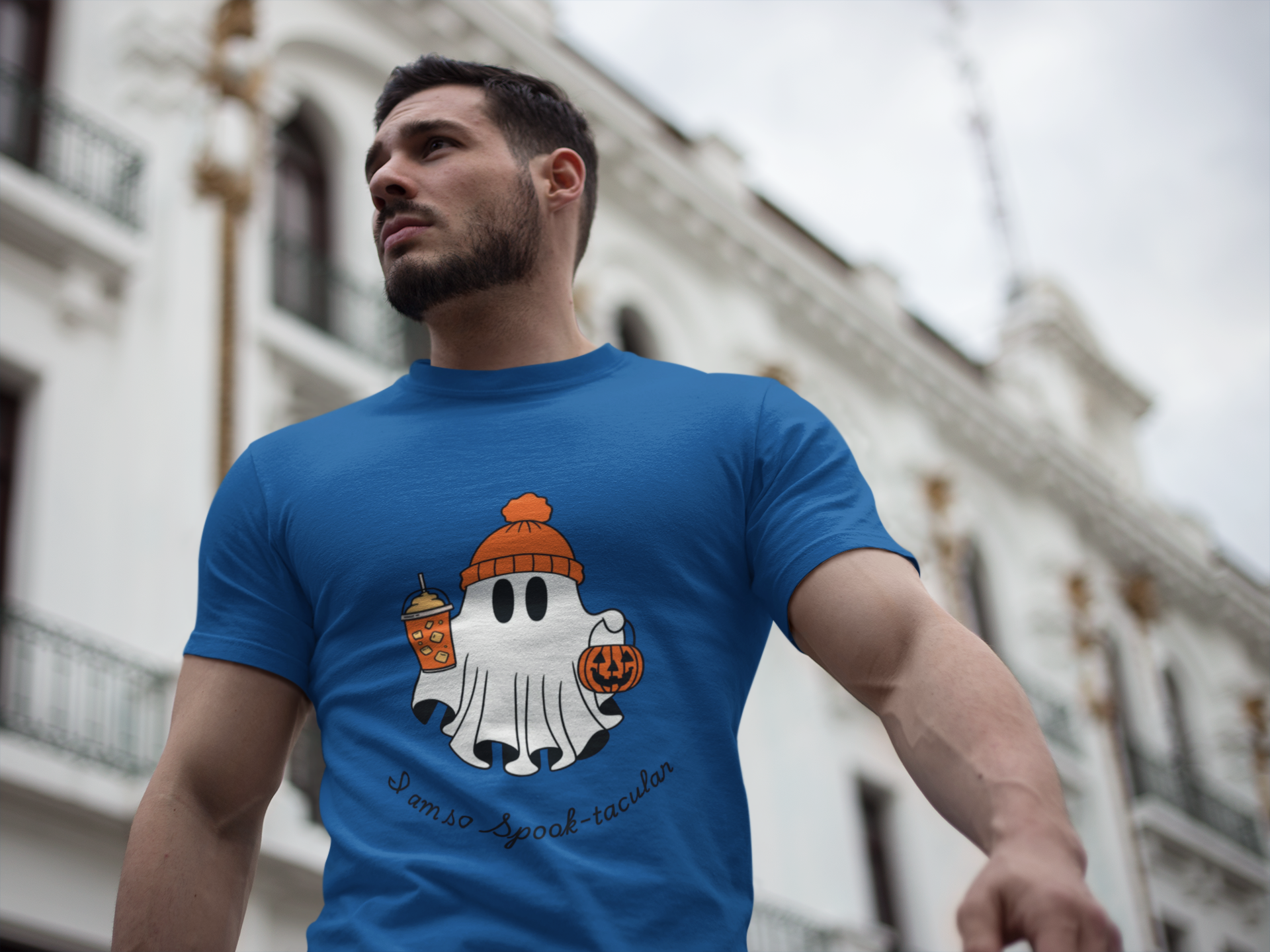 Halloween Ghost Tee, Unisex Cotton Shirt, Spooky Season Apparel, Fun Halloween Wear, Trick or Treat Fashion