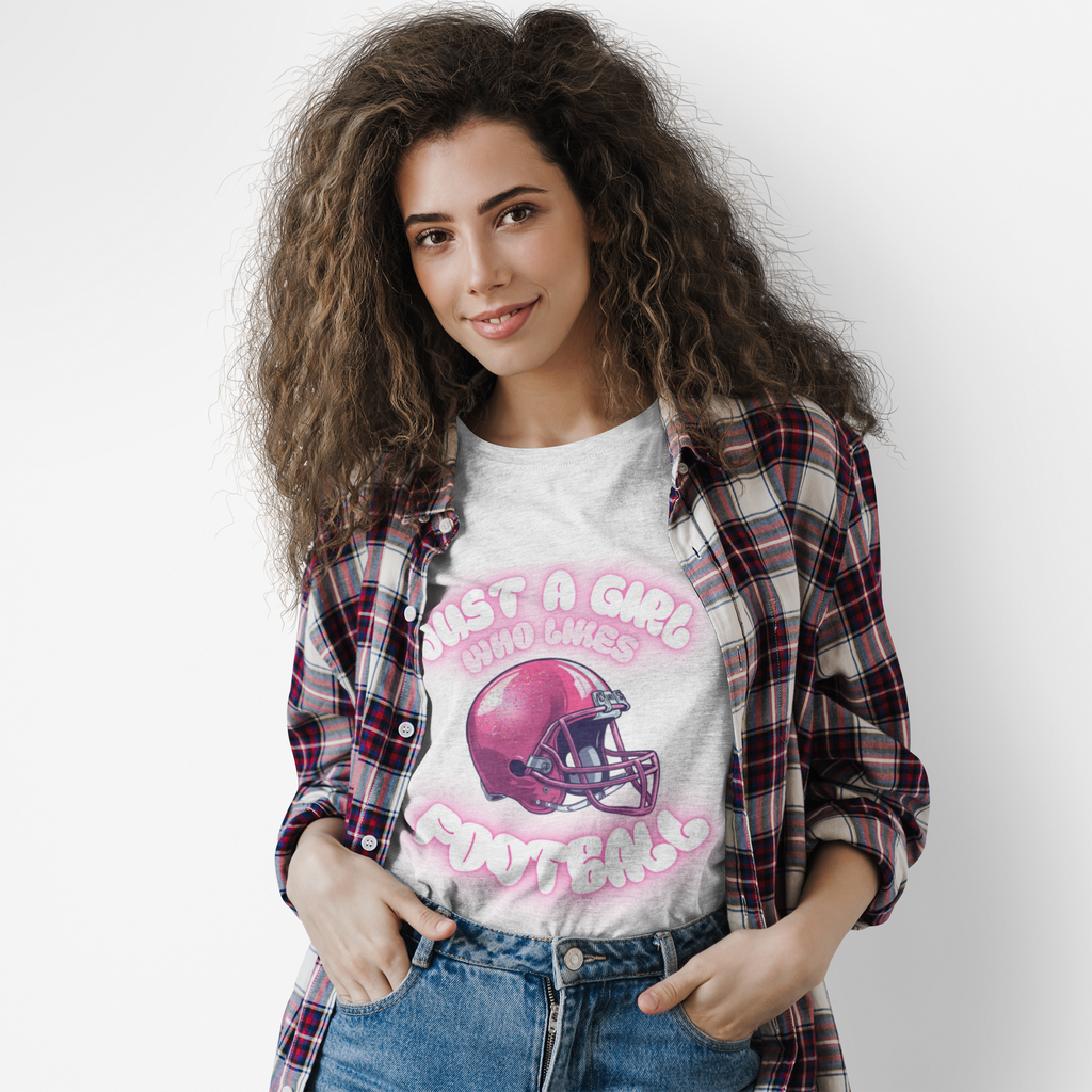Just a Girl Who Loves Football Unisex Softstyle T-Shirt, Perfect Gift for Football Fans, Casual Wear, Game Day Outfit, Sports Lover Tee
