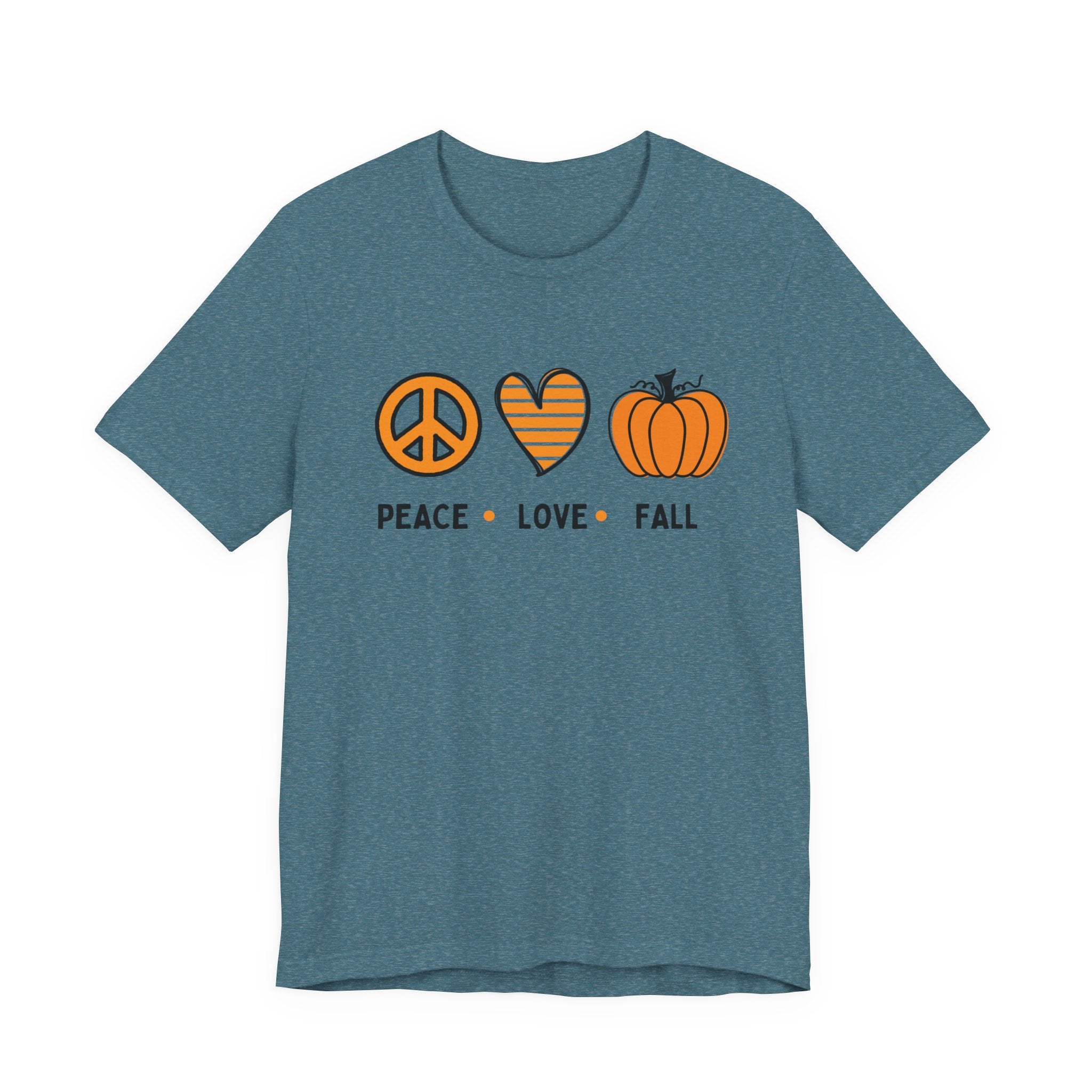 Peace Love Fall Tee, Autumn T-Shirt, Unisex Short Sleeve Shirt, Festival Apparel, Cozy Fall Clothing